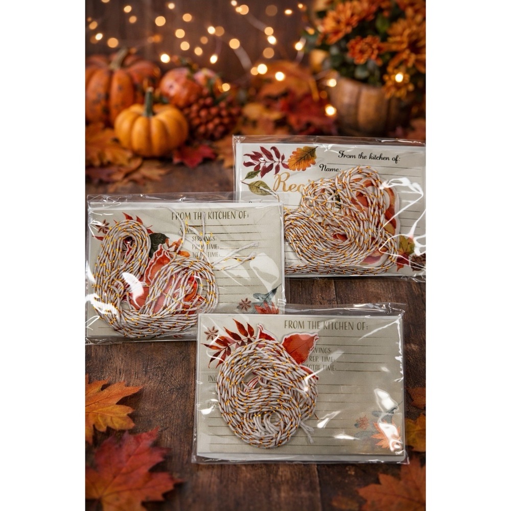 New Recipe Cards Blank Fall Autumn Theme 3 Packs‎ of 6 each Gift Tags Included